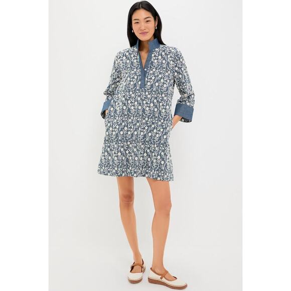 TUCKERNUCK Embroidered Chambray Wildflower Meadows Megan Dress Size L NWT - Picture 4 of 8